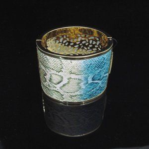 WHBM WIDE Snake-Embossed Leather Cuff Bracelet XS